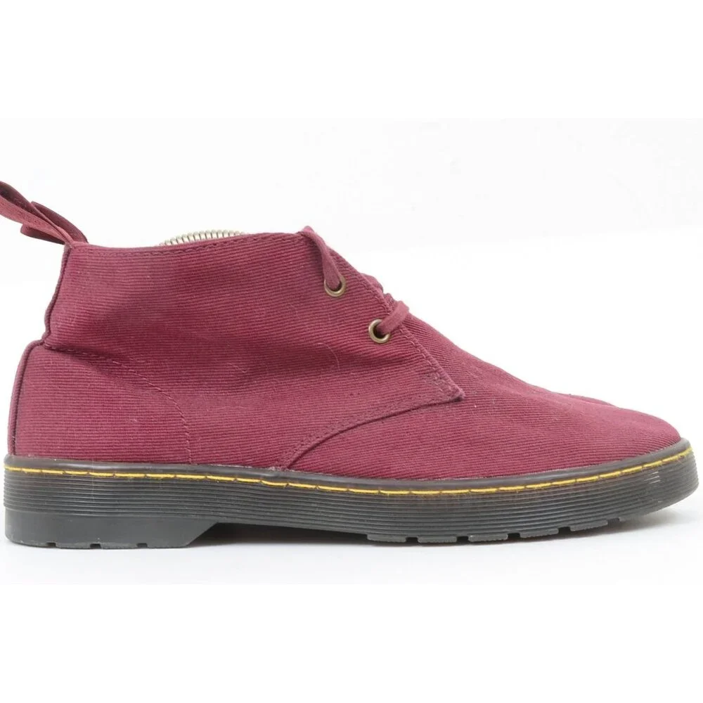 Dr. Martens Men's 9 WMNS 10 Mayport Overdyed Twill Canvas Lace Low Boots Oxblood